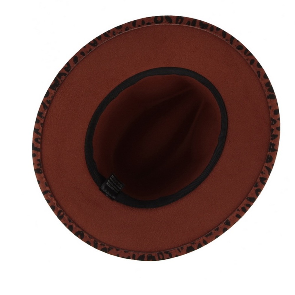 Brown Leopard Ribbon Wool Felt Fedora Hat - Picture 3 of 4